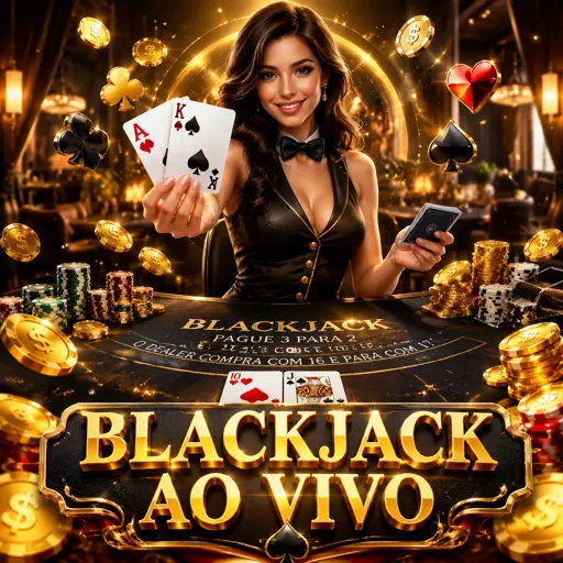 Mesa de blackjack ao vivo com cartas na mesa
